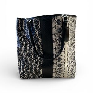 Coach Black Silver and Cream Snakeskin Tote